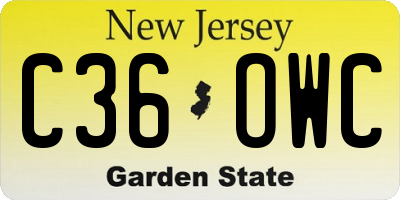 NJ license plate C36OWC