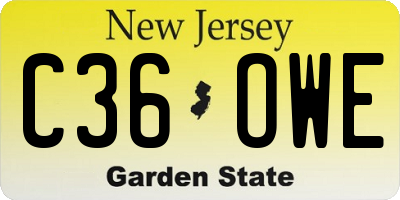 NJ license plate C36OWE