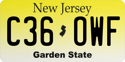 NJ license plate C36OWF