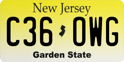 NJ license plate C36OWG