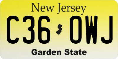 NJ license plate C36OWJ