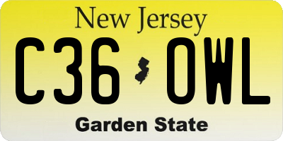 NJ license plate C36OWL