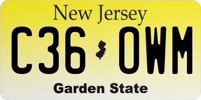 NJ license plate C36OWM
