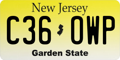 NJ license plate C36OWP
