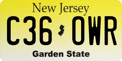 NJ license plate C36OWR
