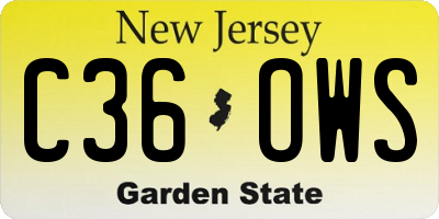 NJ license plate C36OWS