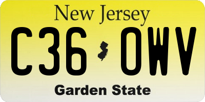 NJ license plate C36OWV