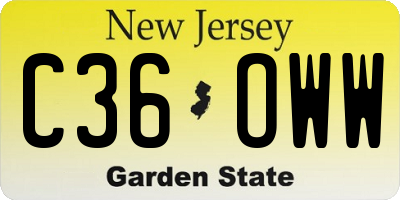 NJ license plate C36OWW