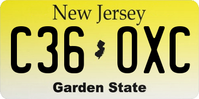NJ license plate C36OXC