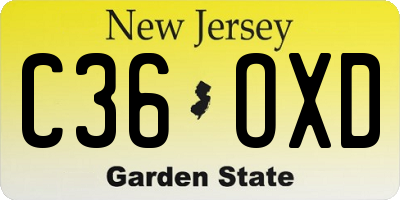 NJ license plate C36OXD