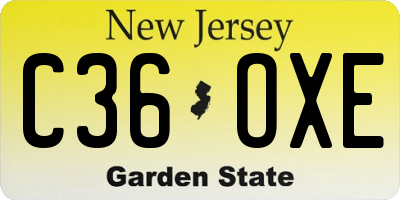 NJ license plate C36OXE