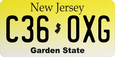 NJ license plate C36OXG