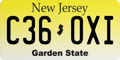 NJ license plate C36OXI