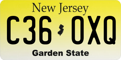 NJ license plate C36OXQ