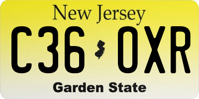 NJ license plate C36OXR