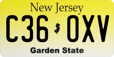 NJ license plate C36OXV