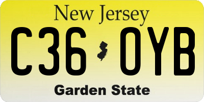NJ license plate C36OYB