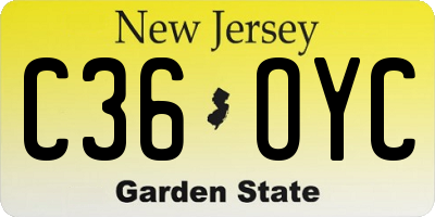 NJ license plate C36OYC