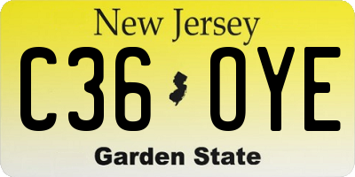 NJ license plate C36OYE