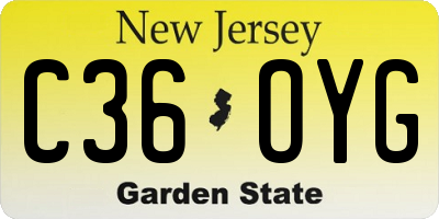 NJ license plate C36OYG