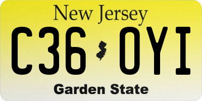 NJ license plate C36OYI
