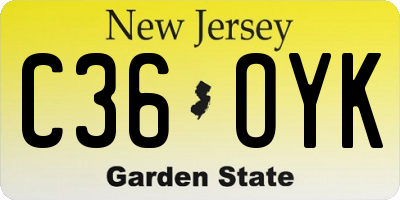 NJ license plate C36OYK