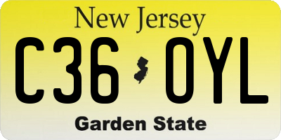 NJ license plate C36OYL