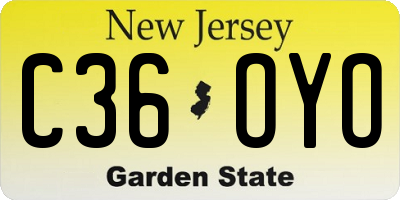 NJ license plate C36OYO