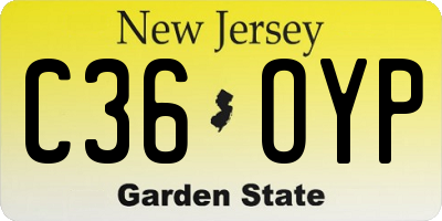 NJ license plate C36OYP