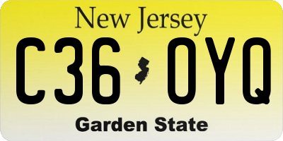 NJ license plate C36OYQ