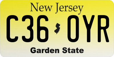 NJ license plate C36OYR
