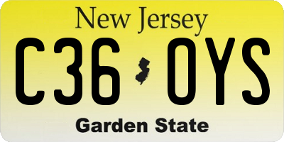 NJ license plate C36OYS