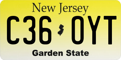 NJ license plate C36OYT