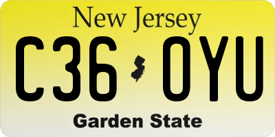NJ license plate C36OYU