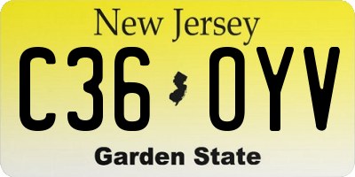 NJ license plate C36OYV