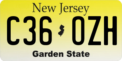 NJ license plate C36OZH