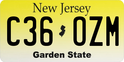 NJ license plate C36OZM