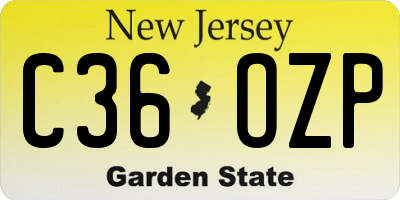 NJ license plate C36OZP