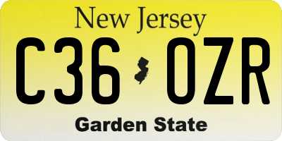 NJ license plate C36OZR