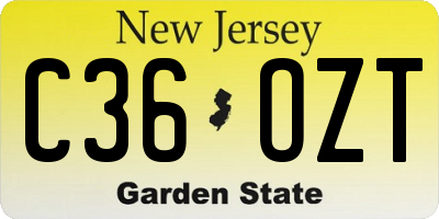 NJ license plate C36OZT