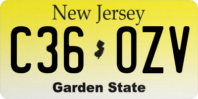 NJ license plate C36OZV