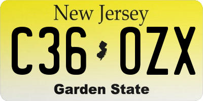 NJ license plate C36OZX