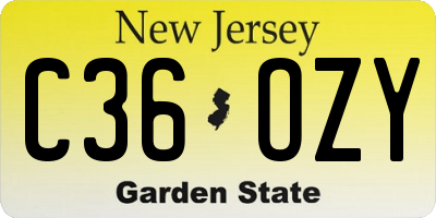 NJ license plate C36OZY