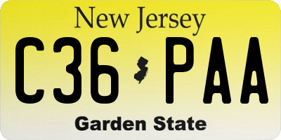 NJ license plate C36PAA