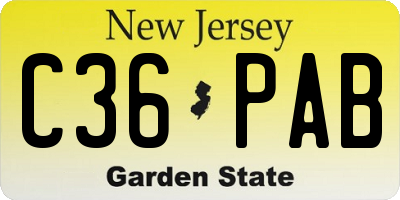 NJ license plate C36PAB