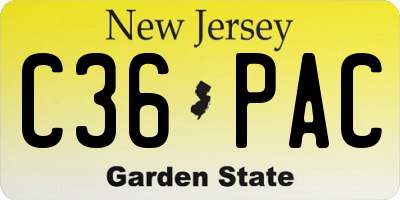 NJ license plate C36PAC
