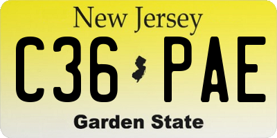 NJ license plate C36PAE