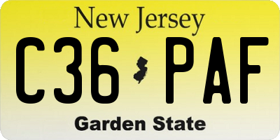 NJ license plate C36PAF