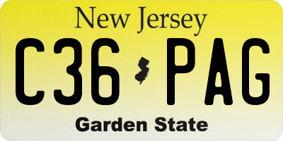 NJ license plate C36PAG