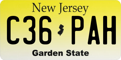 NJ license plate C36PAH